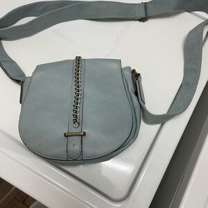 Target Light Gray/Teal Crossbody Bag with Chain Detail